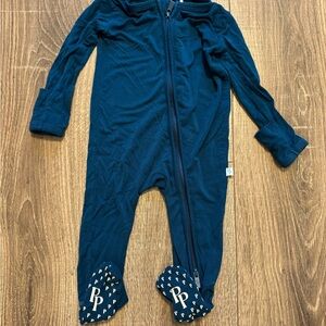 Posh Peanut Navy Bamboo Footie 0-3 Months
